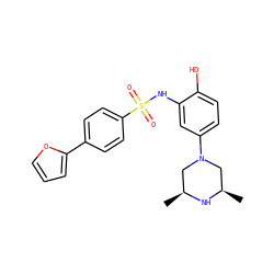 C[C@H]1CN(c2ccc(O)c(NS(=O)(=O)c3ccc(-c4ccco4)cc3)c2)C[C@@H](C)N1 ZINC000095598603