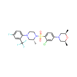 C[C@H]1CN(c2ccc(S(=O)(=O)N3CCN(c4ccc(F)cc4C(F)(F)F)C[C@H]3C)c(Cl)c2)C[C@@H](C)O1 ZINC000043025251