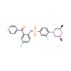 C[C@H]1CN(c2ccc(S(=O)(=O)Nc3ccc(Cl)cc3C(=O)c3ccncc3)cc2F)C[C@@H](C)O1 ZINC000034417666