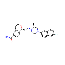 C[C@H]1CN(c2ccc3cc(F)ccc3c2)CCN1CC[C@@H]1OCCc2cc(C(N)=O)ccc21 ZINC000028821523