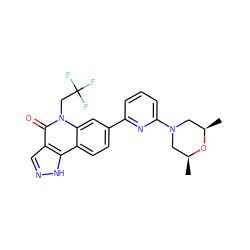 C[C@H]1CN(c2cccc(-c3ccc4c5[nH]ncc5c(=O)n(CC(F)(F)F)c4c3)n2)C[C@@H](C)O1 ZINC000220090732