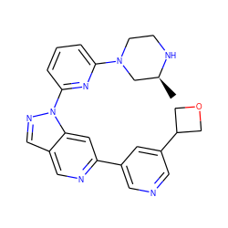 C[C@H]1CN(c2cccc(-n3ncc4cnc(-c5cncc(C6COC6)c5)cc43)n2)CCN1 ZINC000211034112