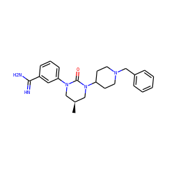 C[C@H]1CN(c2cccc(C(=N)N)c2)C(=O)N(C2CCN(Cc3ccccc3)CC2)C1 ZINC000653737687