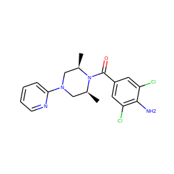 C[C@H]1CN(c2ccccn2)C[C@@H](C)N1C(=O)c1cc(Cl)c(N)c(Cl)c1 ZINC000036286426