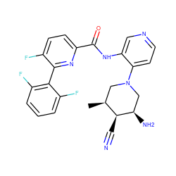 C[C@H]1CN(c2ccncc2NC(=O)c2ccc(F)c(-c3c(F)cccc3F)n2)C[C@@H](N)[C@H]1C#N ZINC000207270949