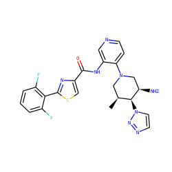 C[C@H]1CN(c2ccncc2NC(=O)c2csc(-c3c(F)cccc3F)n2)C[C@@H](N)[C@H]1n1ccnn1 ZINC000149189486