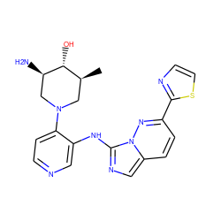 C[C@H]1CN(c2ccncc2Nc2ncc3ccc(-c4nccs4)nn23)C[C@@H](N)[C@@H]1O ZINC000143689108