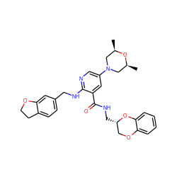 C[C@H]1CN(c2cnc(NCc3ccc4c(c3)OCC4)c(C(=O)NC[C@H]3COc4ccccc4O3)c2)C[C@@H](C)O1 ZINC000473135340