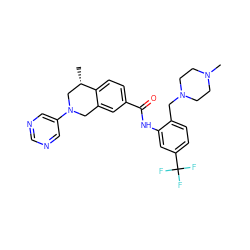 C[C@H]1CN(c2cncnc2)Cc2cc(C(=O)Nc3cc(C(F)(F)F)ccc3CN3CCN(C)CC3)ccc21 ZINC001772571753