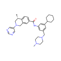 C[C@H]1CN(c2cncnc2)Cc2cc(C(=O)Nc3cc(CN4CCN(C)CC4)cc(C4CCCCC4)c3)ccc21 ZINC001772640659