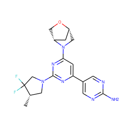 C[C@H]1CN(c2nc(-c3cnc(N)nc3)cc(N3C[C@@H]4C[C@H]3CO4)n2)CC1(F)F ZINC000653750435