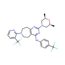 C[C@H]1CN(c2nc3c(c(Nc4ccc(C(F)(F)F)cc4)n2)CCN(c2ncccc2C(F)(F)F)CC3)C[C@@H](C)O1 ZINC000144904943