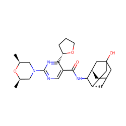 C[C@H]1CN(c2ncc(C(=O)NC3[C@H]4CC5C[C@H]3CC(O)(C5)C4)c([C@@H]3CCCO3)n2)C[C@@H](C)O1 ZINC000103245500