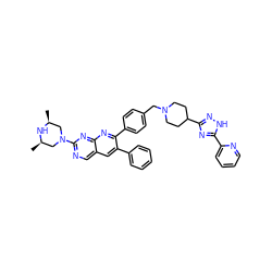 C[C@H]1CN(c2ncc3cc(-c4ccccc4)c(-c4ccc(CN5CCC(c6n[nH]c(-c7ccccn7)n6)CC5)cc4)nc3n2)C[C@@H](C)N1 ZINC000044351801