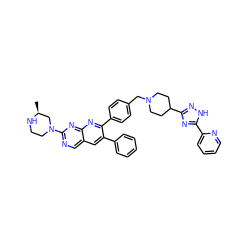 C[C@H]1CN(c2ncc3cc(-c4ccccc4)c(-c4ccc(CN5CCC(c6n[nH]c(-c7ccccn7)n6)CC5)cc4)nc3n2)CCN1 ZINC000042834928