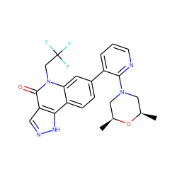 C[C@H]1CN(c2ncccc2-c2ccc3c4[nH]ncc4c(=O)n(CC(F)(F)F)c3c2)C[C@@H](C)O1 ZINC000220063118