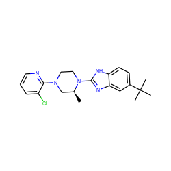 C[C@H]1CN(c2ncccc2Cl)CCN1c1nc2cc(C(C)(C)C)ccc2[nH]1 ZINC000028351570