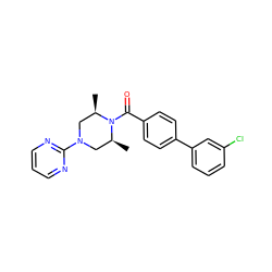 C[C@H]1CN(c2ncccn2)C[C@@H](C)N1C(=O)c1ccc(-c2cccc(Cl)c2)cc1 ZINC000299832443