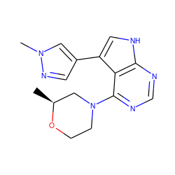 C[C@H]1CN(c2ncnc3[nH]cc(-c4cnn(C)c4)c23)CCO1 ZINC000224881607