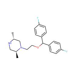 C[C@H]1CN[C@H](C)CN1CCOC(c1ccc(F)cc1)c1ccc(F)cc1 ZINC000022938509