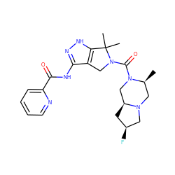 C[C@H]1CN2C[C@@H](F)C[C@H]2CN1C(=O)N1Cc2c(NC(=O)c3ccccn3)n[nH]c2C1(C)C ZINC000114182391