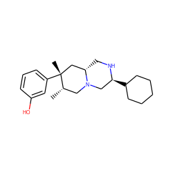 C[C@H]1CN2C[C@H](C3CCCCC3)NC[C@H]2C[C@@]1(C)c1cccc(O)c1 ZINC000035075262