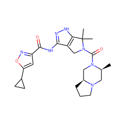 C[C@H]1CN2CCC[C@H]2CN1C(=O)N1Cc2c(NC(=O)c3cc(C4CC4)on3)n[nH]c2C1(C)C ZINC000114181608