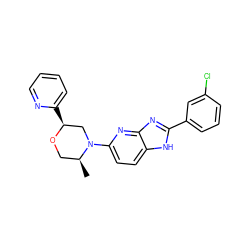 C[C@H]1CO[C@@H](c2ccccn2)CN1c1ccc2[nH]c(-c3cccc(Cl)c3)nc2n1 ZINC000221107876