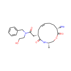 C[C@H]1COC(=O)[C@@H](N)CC/C=C/C[C@@H](CC(=O)N(CCO)Cc2ccccc2)C(=O)N1 ZINC000058575217