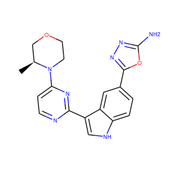 C[C@H]1COCCN1c1ccnc(-c2c[nH]c3ccc(-c4nnc(N)o4)cc23)n1 ZINC000145424122