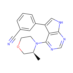 C[C@H]1COCCN1c1ncnc2[nH]cc(-c3cccc(C#N)c3)c12 ZINC000224889453