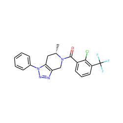 C[C@H]1Cc2c(nnn2-c2ccccc2)CN1C(=O)c1cccc(C(F)(F)F)c1Cl ZINC000226009018