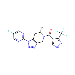 C[C@H]1Cc2c(nnn2-c2ncc(F)cn2)CN1C(=O)c1c[nH]nc1C(F)(F)F ZINC001772630864