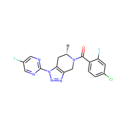 C[C@H]1Cc2c(nnn2-c2ncc(F)cn2)CN1C(=O)c1ccc(Cl)cc1F ZINC000225994070