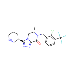 C[C@H]1Cn2c(nnc2[C@@H]2CCCNC2)C(=O)N1Cc1cccc(C(F)(F)F)c1Cl ZINC000219206369