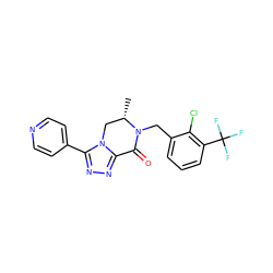 C[C@H]1Cn2c(nnc2-c2ccncc2)C(=O)N1Cc1cccc(C(F)(F)F)c1Cl ZINC000219193618