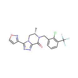 C[C@H]1Cn2c(nnc2-c2ccon2)C(=O)N1Cc1cccc(C(F)(F)F)c1Cl ZINC000219188008