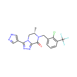 C[C@H]1Cn2c(nnc2-c2cn[nH]c2)C(=O)N1Cc1cccc(C(F)(F)F)c1Cl ZINC000261139844