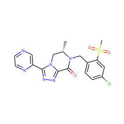 C[C@H]1Cn2c(nnc2-c2cnccn2)C(=O)N1Cc1ccc(Cl)cc1S(C)(=O)=O ZINC000219121940