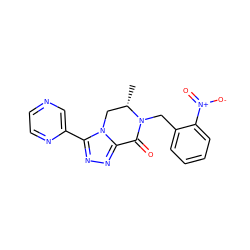 C[C@H]1Cn2c(nnc2-c2cnccn2)C(=O)N1Cc1ccccc1[N+](=O)[O-] ZINC000219128503