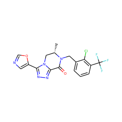 C[C@H]1Cn2c(nnc2-c2cnco2)C(=O)N1Cc1cccc(C(F)(F)F)c1Cl ZINC000219167786