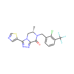 C[C@H]1Cn2c(nnc2-c2cncs2)C(=O)N1Cc1cccc(C(F)(F)F)c1Cl ZINC000225755086