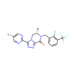 C[C@H]1Cn2c(nnc2-c2ncc(Br)cn2)C(=O)N1Cc1cccc(C(F)(F)F)c1Cl ZINC000219188111