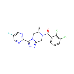 C[C@H]1Cn2c(nnc2-c2ncc(F)cn2)CN1C(=O)c1cccc(Cl)c1Cl ZINC000474609991