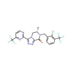 C[C@H]1Cn2c(nnc2-c2nccc(C(F)(F)F)n2)C(=O)N1Cc1cccc(C(F)(F)F)c1Cl ZINC000219199909