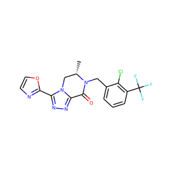 C[C@H]1Cn2c(nnc2-c2ncco2)C(=O)N1Cc1cccc(C(F)(F)F)c1Cl ZINC000219161048