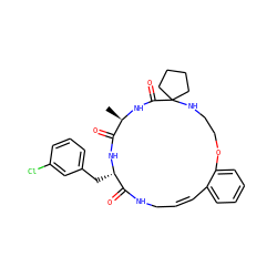 C[C@H]1NC(=O)C2(CCCC2)NCCOc2ccccc2/C=C\CNC(=O)[C@H](Cc2cccc(Cl)c2)NC1=O ZINC000231590636