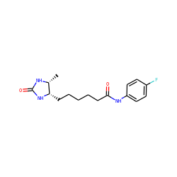 C[C@H]1NC(=O)N[C@H]1CCCCCC(=O)Nc1ccc(F)cc1 ZINC000004520366