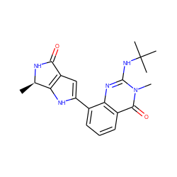 C[C@H]1NC(=O)c2cc(-c3cccc4c(=O)n(C)c(NC(C)(C)C)nc34)[nH]c21 ZINC000222218987