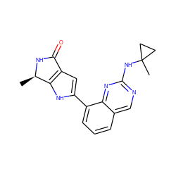 C[C@H]1NC(=O)c2cc(-c3cccc4cnc(NC5(C)CC5)nc34)[nH]c21 ZINC000222390390